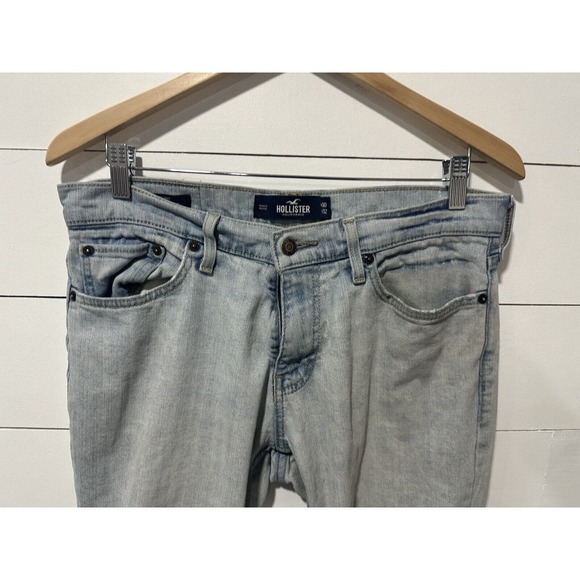 Hollister Men Skinny Ripped Jeans Size 30x32 Light Wash Blue Denim Epic Flex - Picture 2 of 10